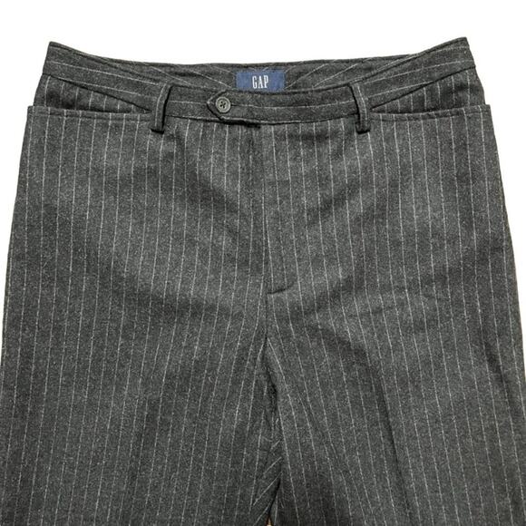 VTG GAP Wool Blend High Rise Straight Leg Pinstriped Pants in Charcoal SZ M - Picture 2 of 8